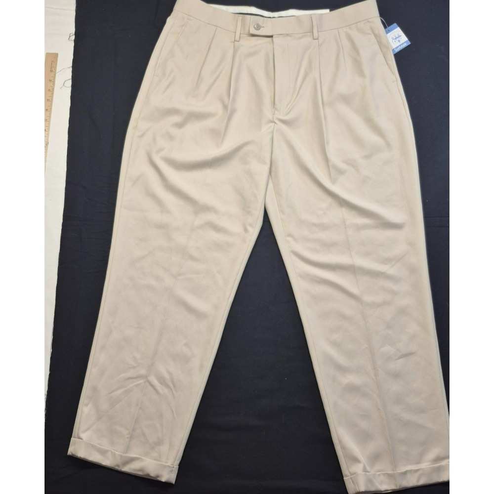NWT Alan Flusser ‎ men's Golf Beige Sorbtek Moisture Management pants sz. 40x30